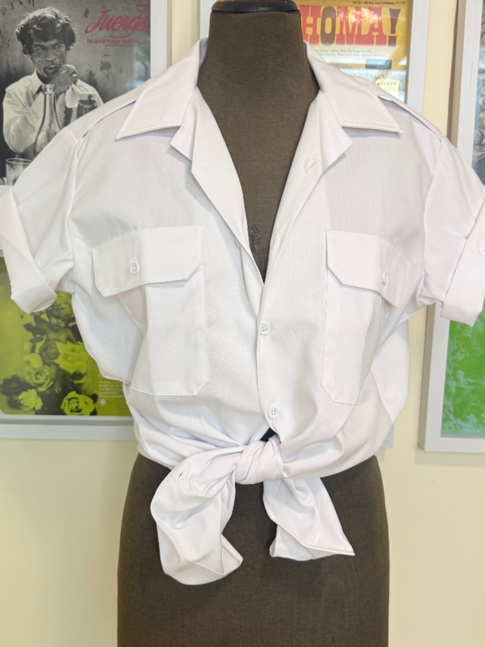 Vintage 80s White Short Sleeve Utility Button-Up – Clean Girl / Minimal 🤍✨